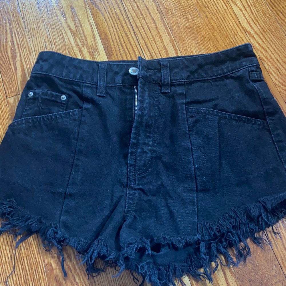 black jean shorts